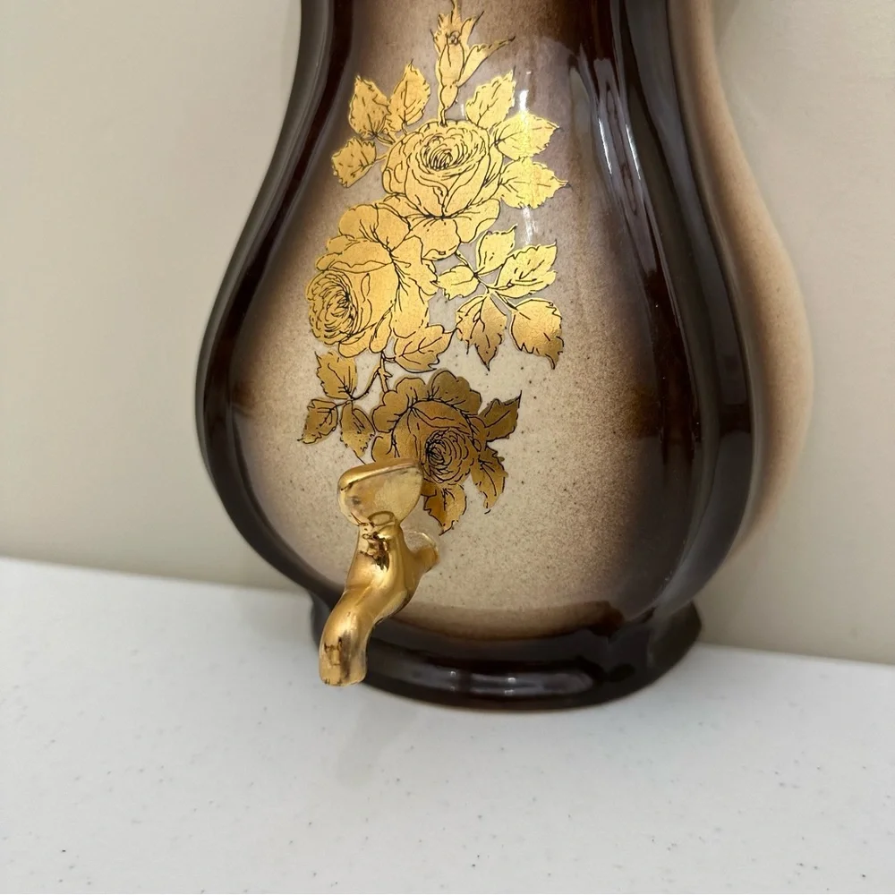 Vintage Decorative Gold Roses Wall Hanging Dispenser/Basin Top - Picture 2 of 10